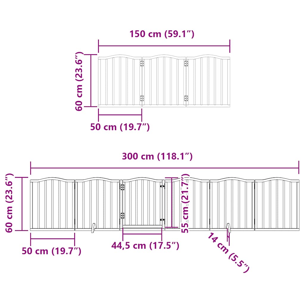 Puerta para perros plegable 9 paneles madera álamo negra 450 cm