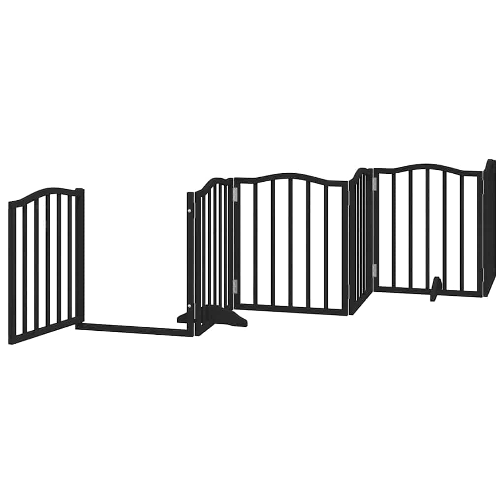 Puerta para perros plegable 9 paneles madera álamo negra 450 cm