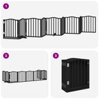 Puerta para perros plegable 9 paneles madera álamo negra 450 cm