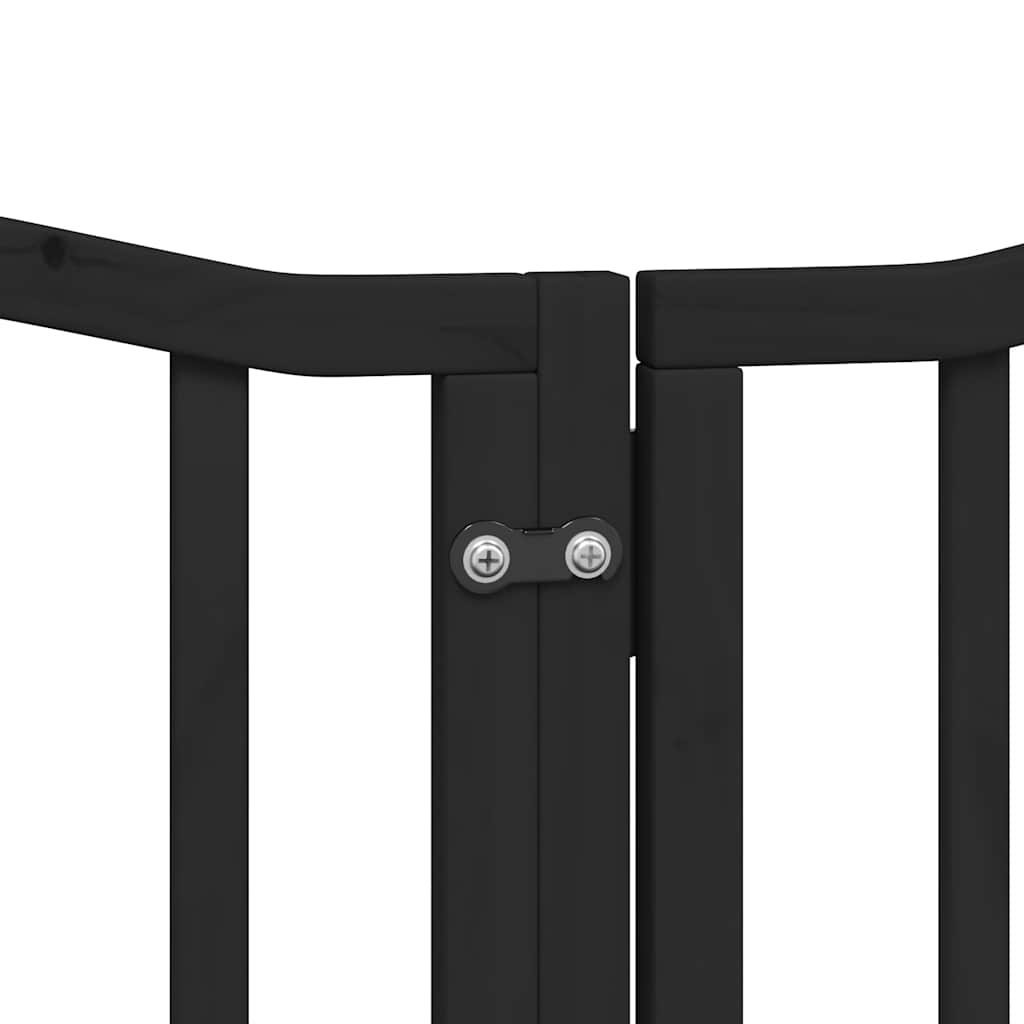 Puerta para perros plegable 9 paneles madera álamo negra 450 cm