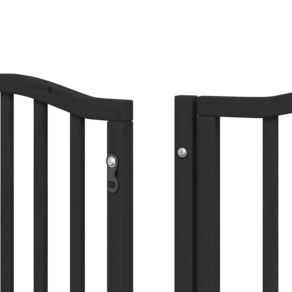 Puerta para perros plegable 9 paneles madera álamo negra 450 cm