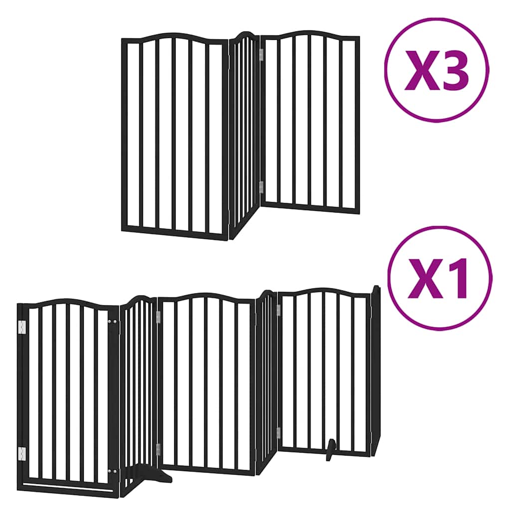 Puerta de perros plegable 15 paneles madera álamo negra 750 cm