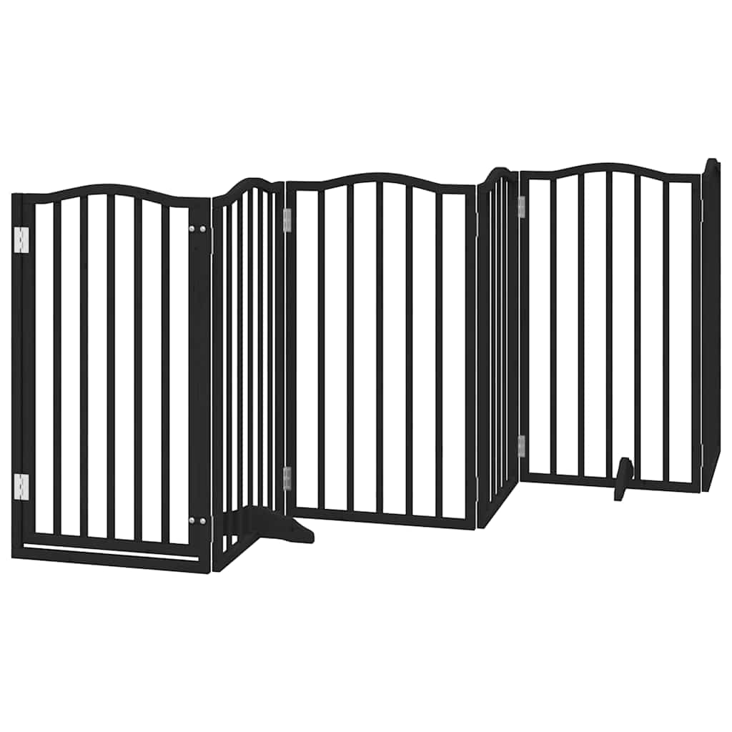 Puerta de perros plegable 15 paneles madera álamo negra 750 cm