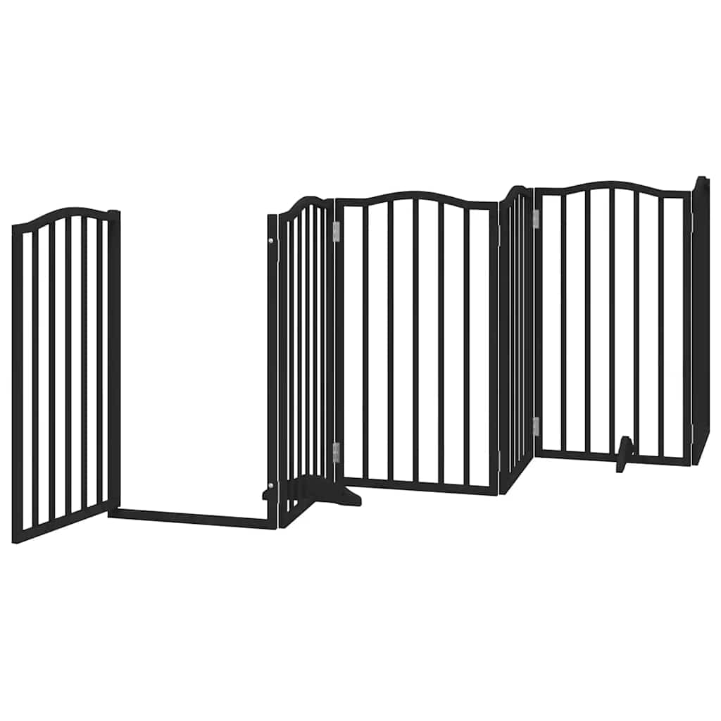 Puerta de perros plegable 15 paneles madera álamo negra 750 cm
