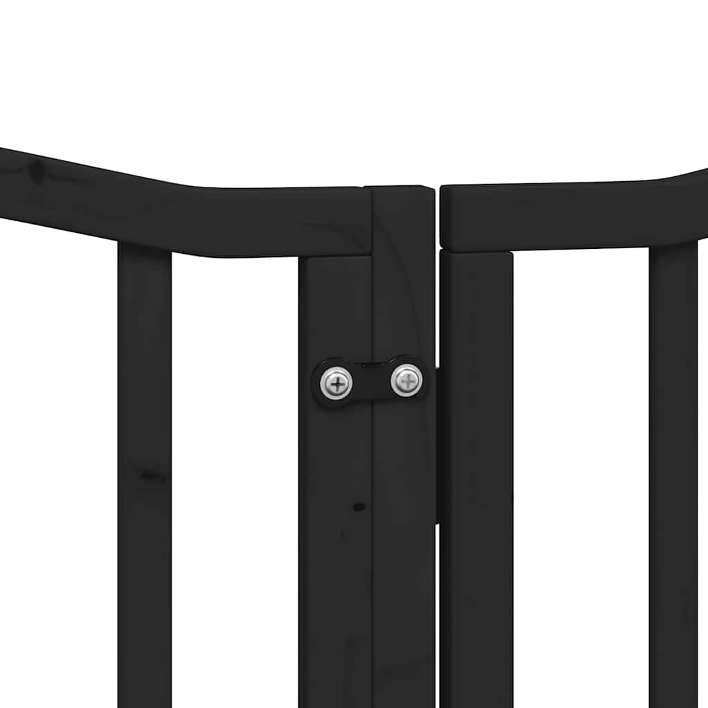 Puerta de perros plegable 15 paneles madera álamo negra 750 cm