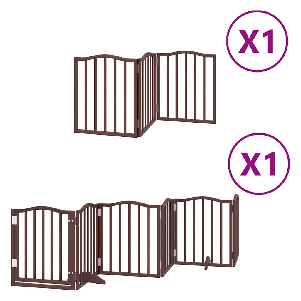 Puerta de perros plegable 9 paneles madera álamo marrón 450 cm