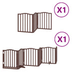 Puerta de perros plegable 9 paneles madera álamo marrón 450 cm
