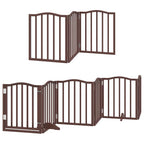 Puerta de perros plegable 9 paneles madera álamo marrón 450 cm
