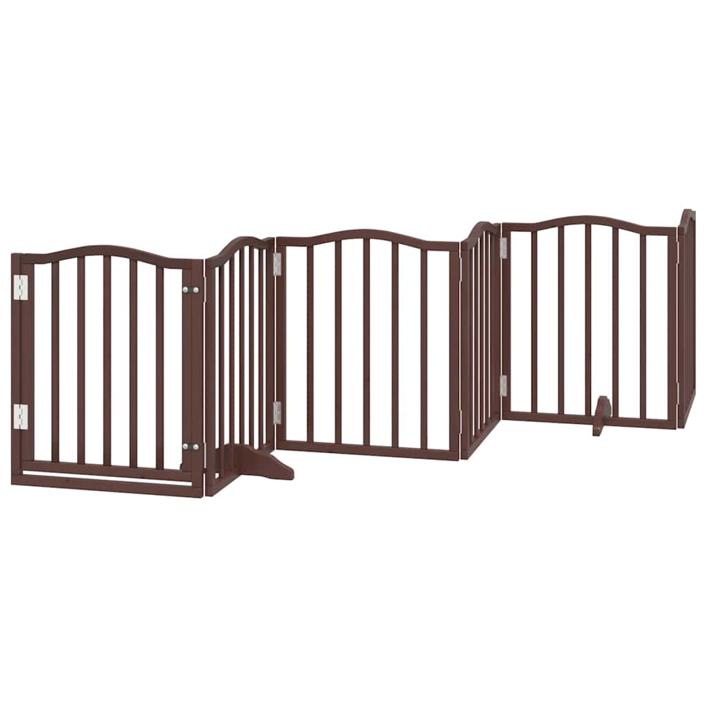 Puerta de perros plegable 9 paneles madera álamo marrón 450 cm