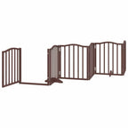 Puerta de perros plegable 9 paneles madera álamo marrón 450 cm