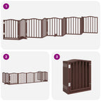 Puerta de perros plegable 9 paneles madera álamo marrón 450 cm