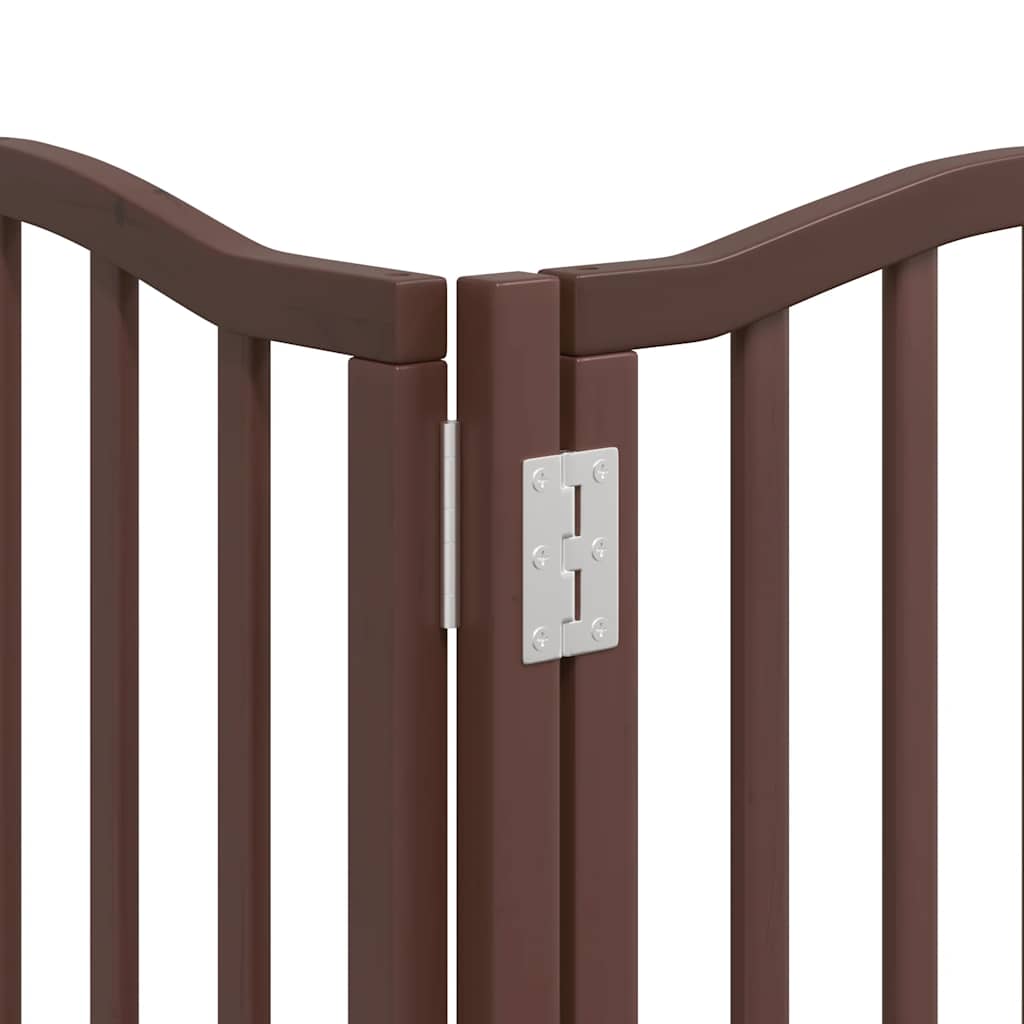 Puerta de perros plegable 9 paneles madera álamo marrón 450 cm