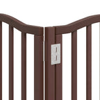 Puerta de perros plegable 9 paneles madera álamo marrón 450 cm