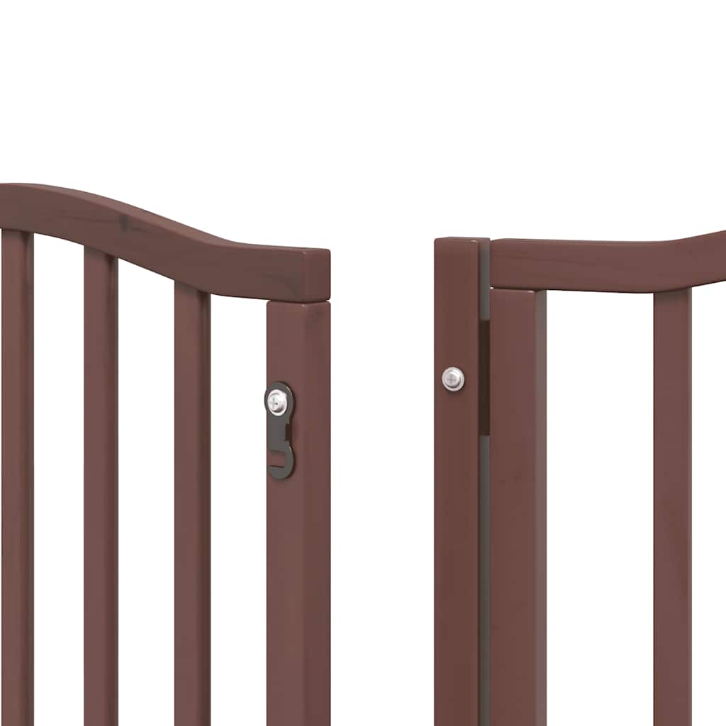 Puerta de perros plegable 9 paneles madera álamo marrón 450 cm