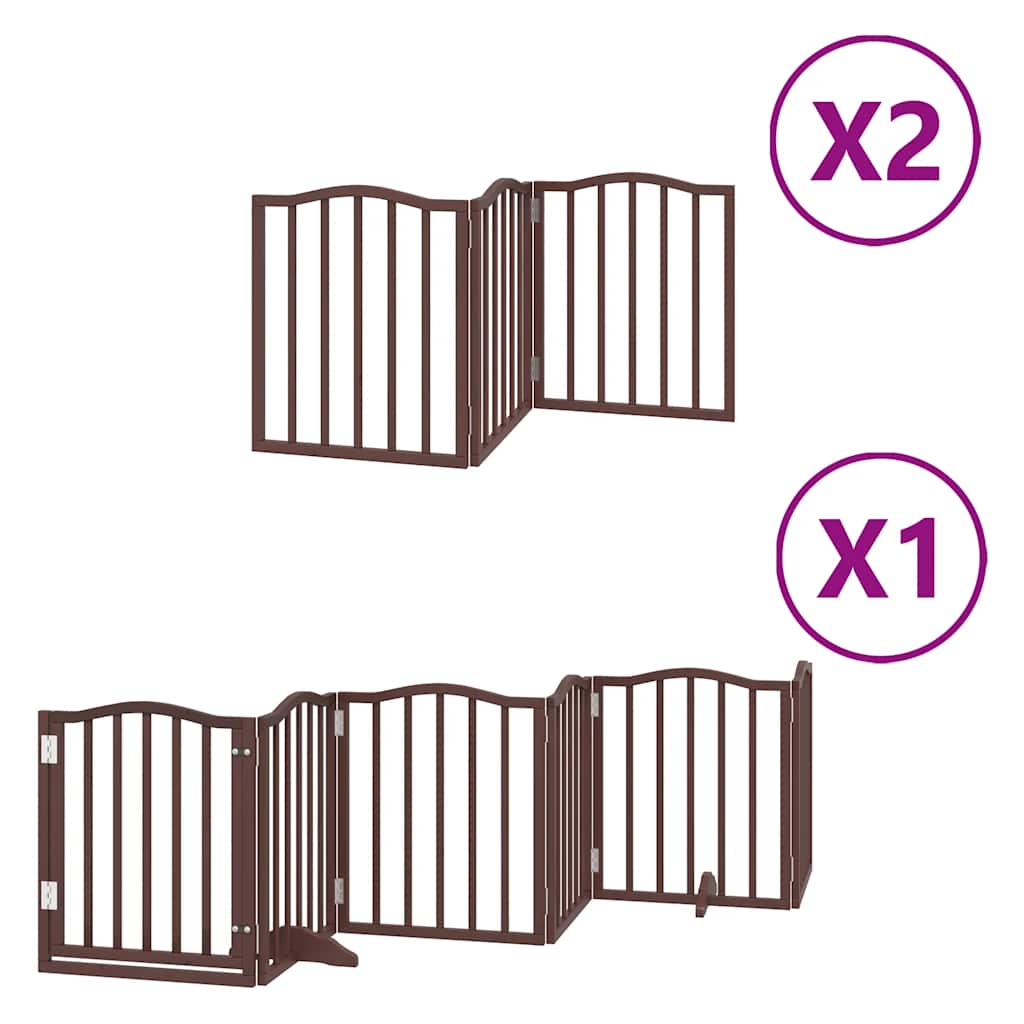 Puerta de perros plegable 12 paneles madera álamo marrón 600 cm