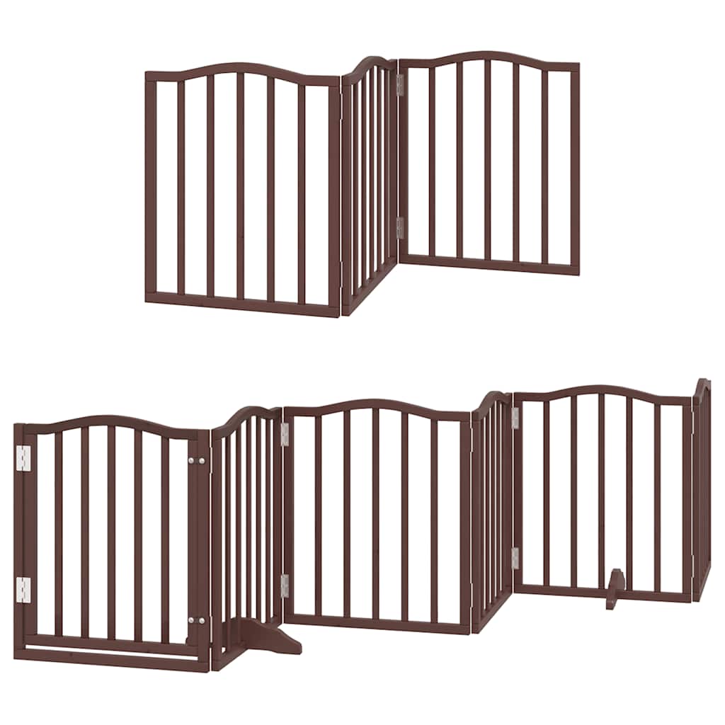 Puerta de perros plegable 12 paneles madera álamo marrón 600 cm