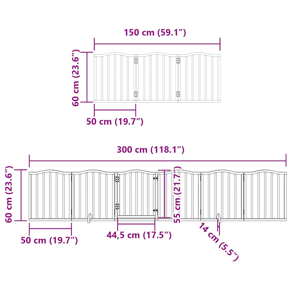 Puerta de perros plegable 12 paneles madera álamo marrón 600 cm