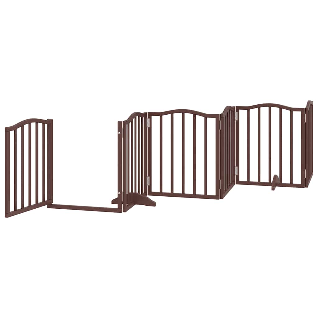 Puerta de perros plegable 12 paneles madera álamo marrón 600 cm