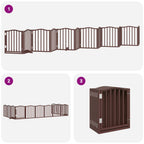 Puerta de perros plegable 12 paneles madera álamo marrón 600 cm