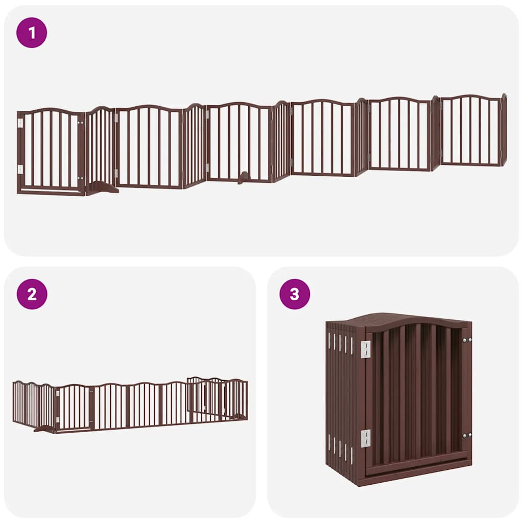 Puerta de perros plegable 12 paneles madera álamo marrón 600 cm