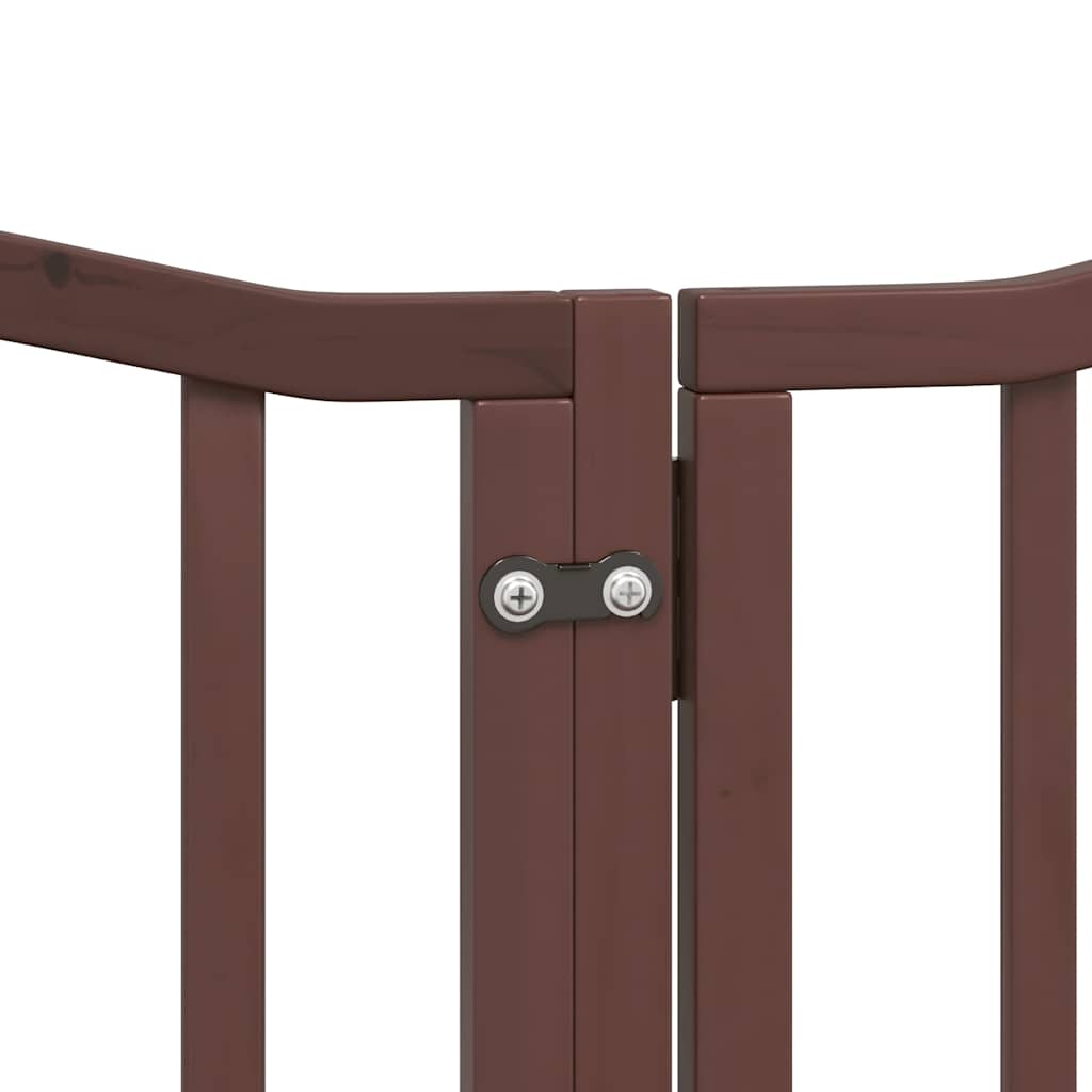 Puerta de perros plegable 12 paneles madera álamo marrón 600 cm