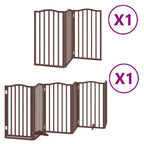 Puerta de perros plegable 9 paneles madera álamo marrón 450 cm