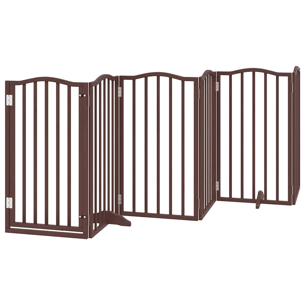 Puerta de perros plegable 9 paneles madera álamo marrón 450 cm