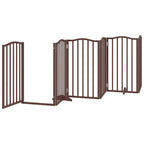 Puerta de perros plegable 9 paneles madera álamo marrón 450 cm