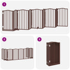 Puerta de perros plegable 9 paneles madera álamo marrón 450 cm