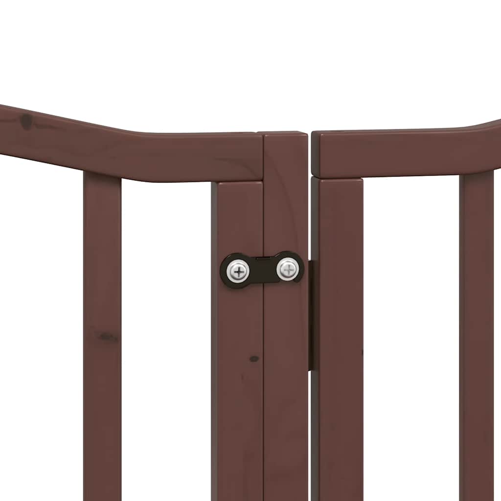 Puerta de perros plegable 9 paneles madera álamo marrón 450 cm
