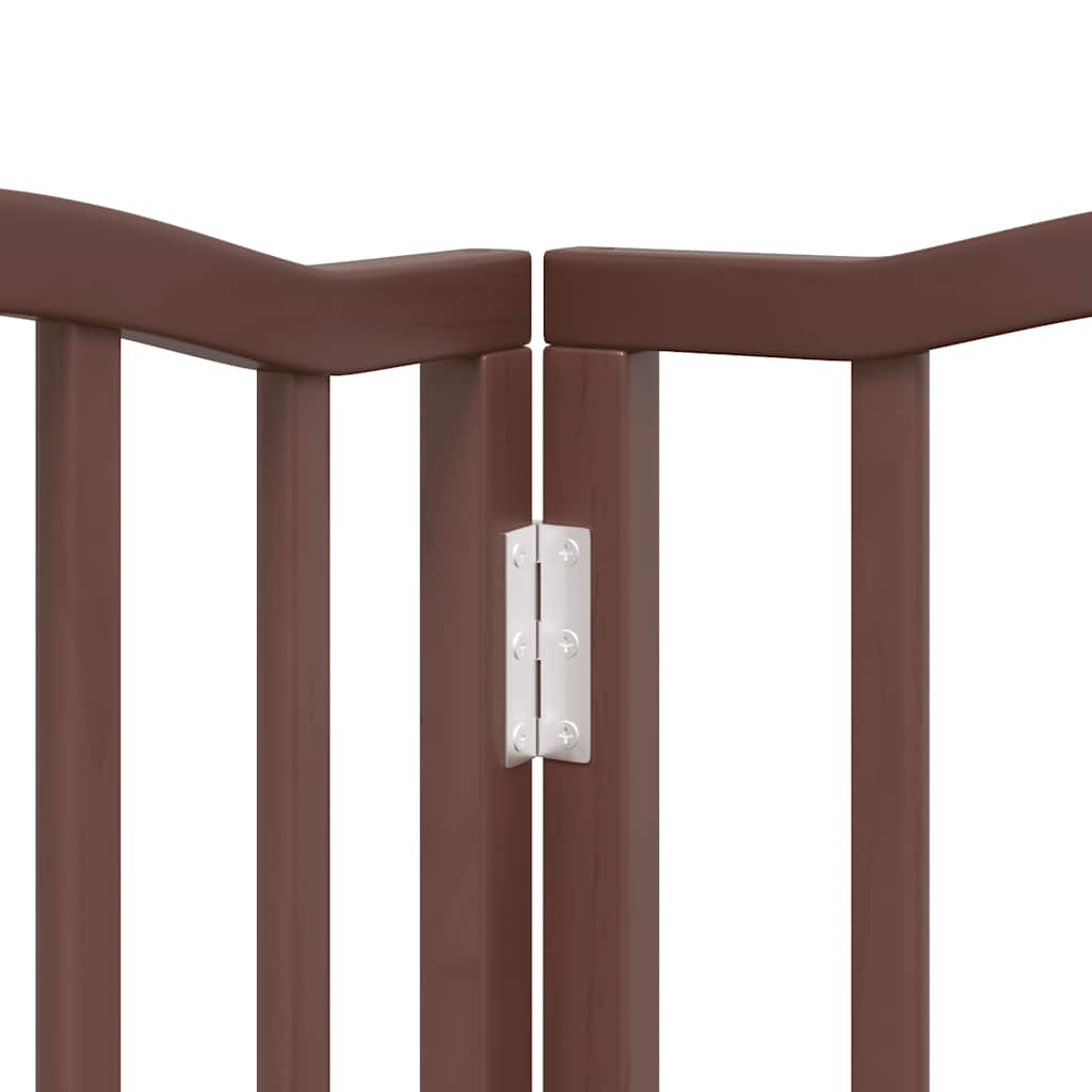 Puerta de perros plegable 9 paneles madera álamo marrón 450 cm