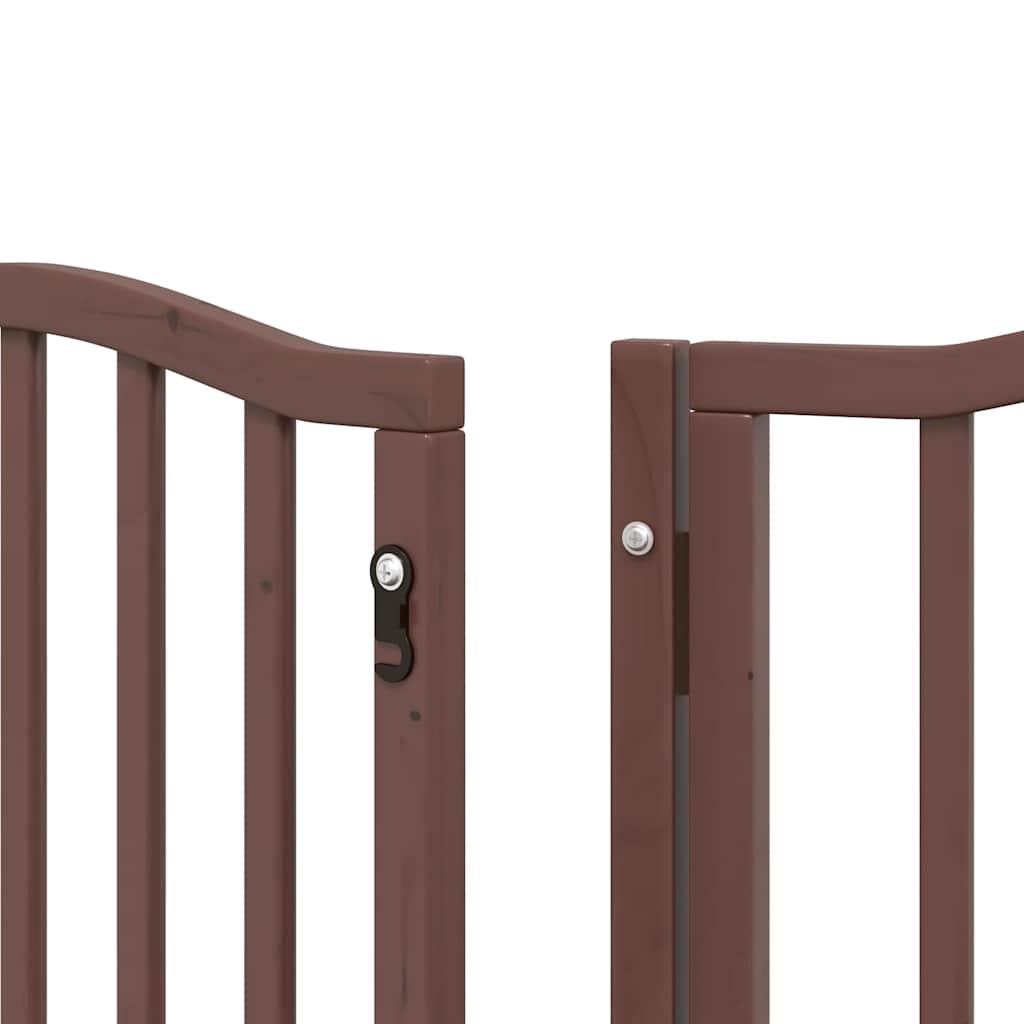 Puerta de perros plegable 9 paneles madera álamo marrón 450 cm