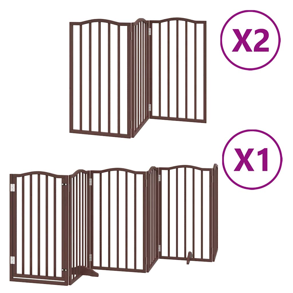 Puerta de perros plegable 12 paneles madera álamo marrón 600 cm