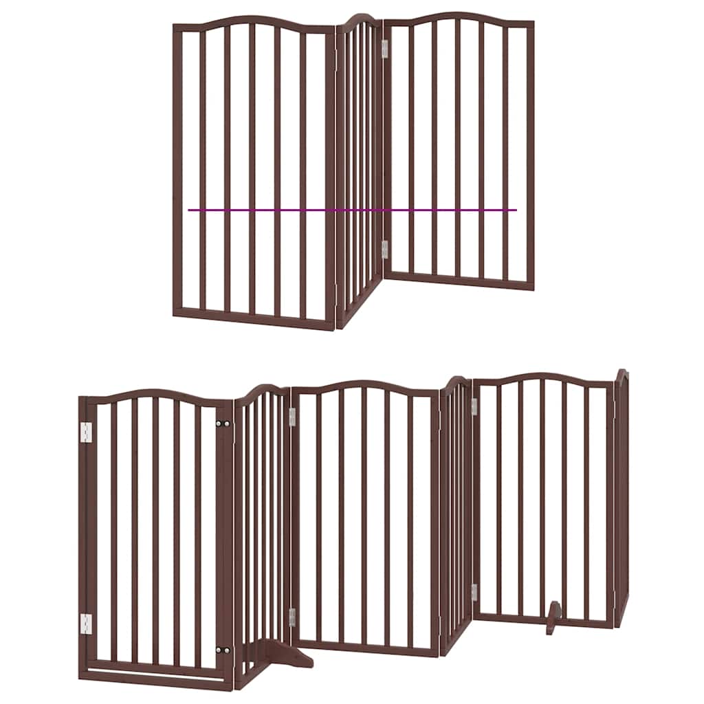 Puerta de perros plegable 12 paneles madera álamo marrón 600 cm