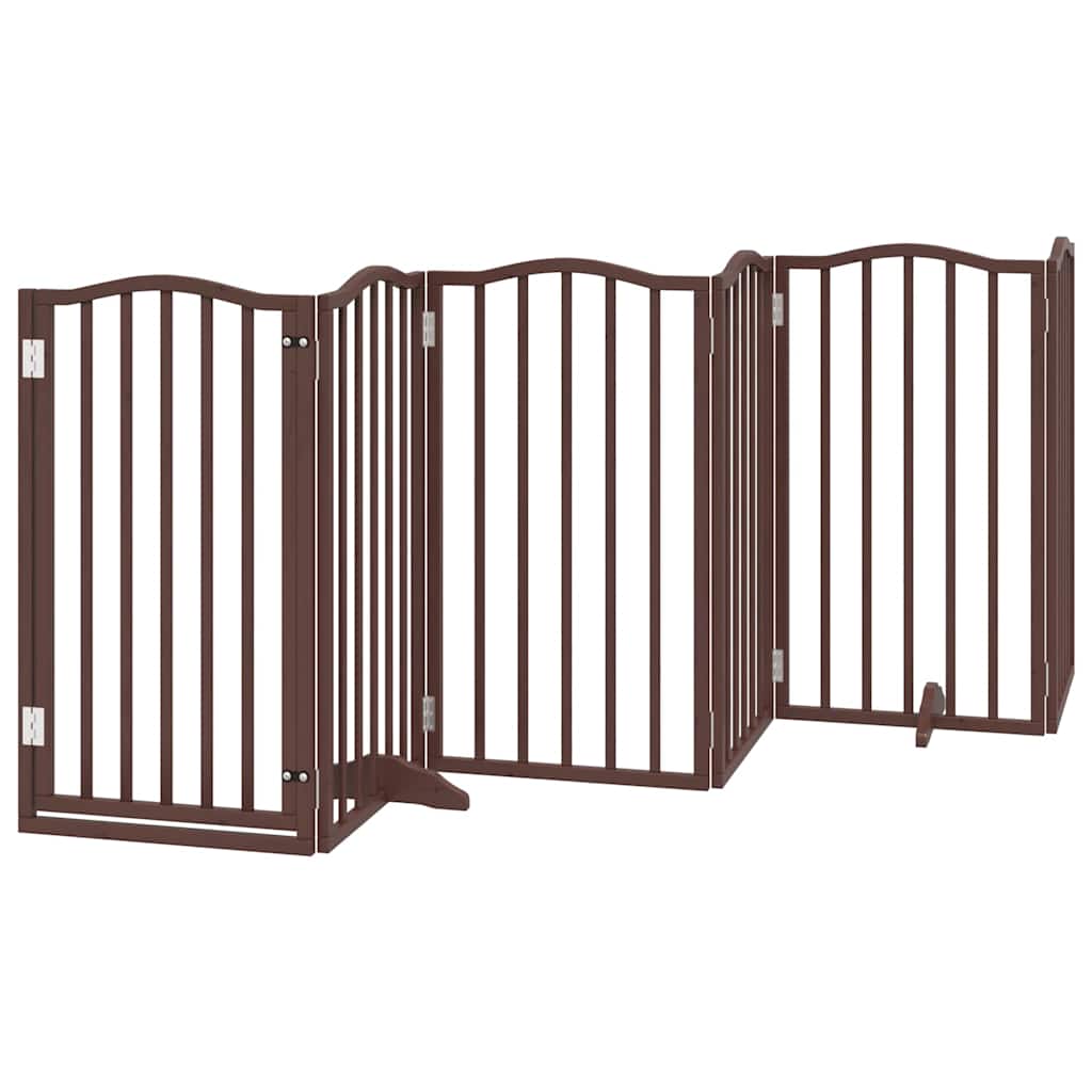 Puerta de perros plegable 12 paneles madera álamo marrón 600 cm