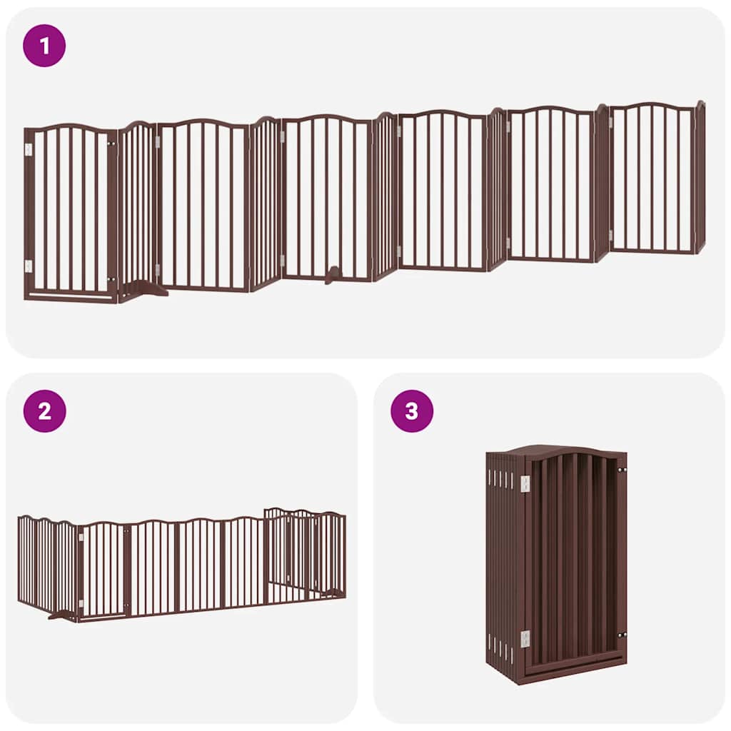 Puerta de perros plegable 12 paneles madera álamo marrón 600 cm
