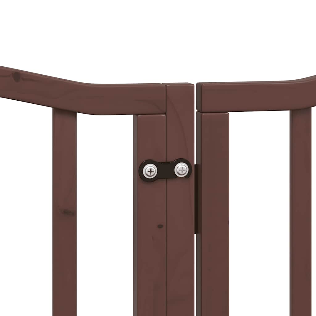 Puerta de perros plegable 12 paneles madera álamo marrón 600 cm