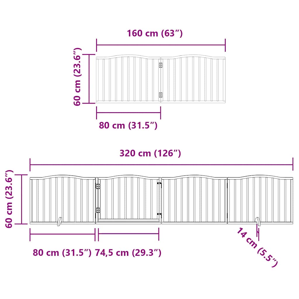 Puerta para perros plegable 6 paneles madera de álamo 480 cm