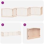 Puerta para perros plegable 6 paneles madera de álamo 480 cm