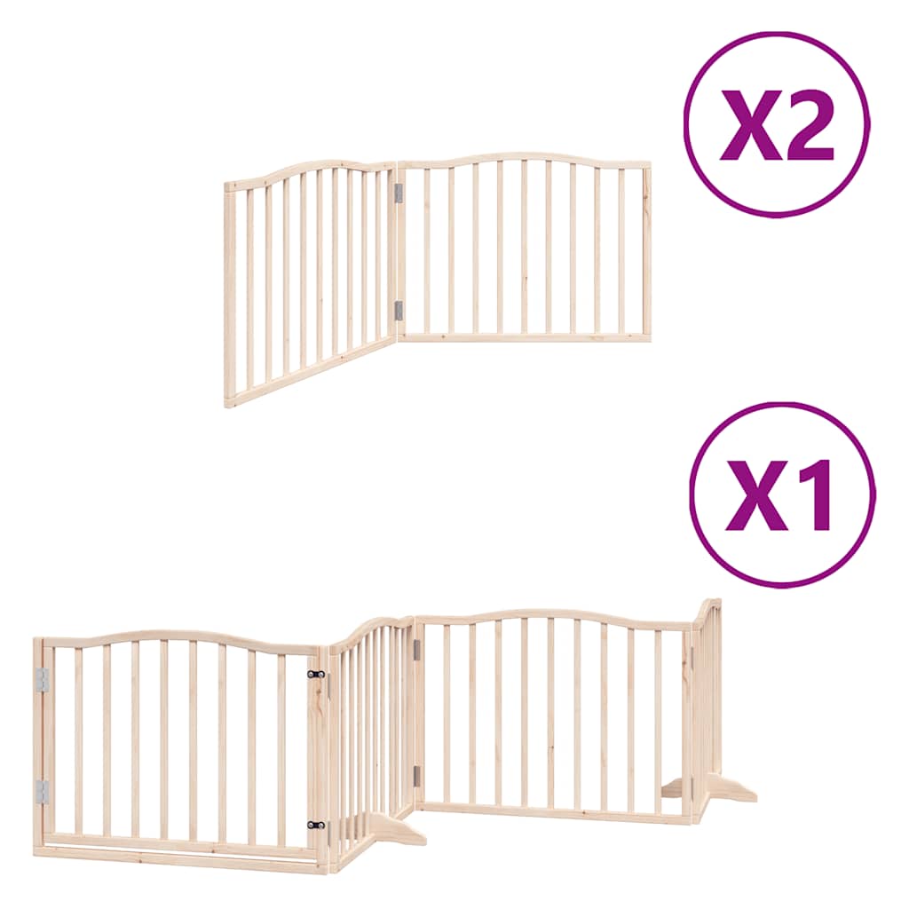 Puerta para perros plegable 8 paneles madera de álamo 640 cm