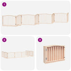 Puerta para perros plegable 8 paneles madera de álamo 640 cm