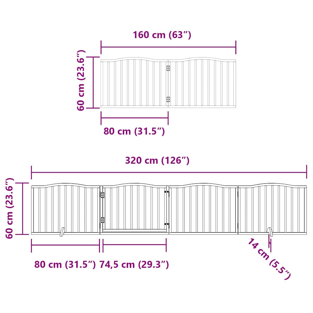 Puerta para perros plegable 12 paneles madera de álamo 960 cm