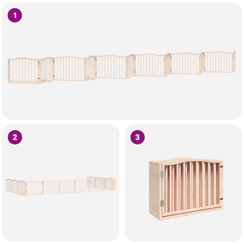 Puerta para perros plegable 12 paneles madera de álamo 960 cm