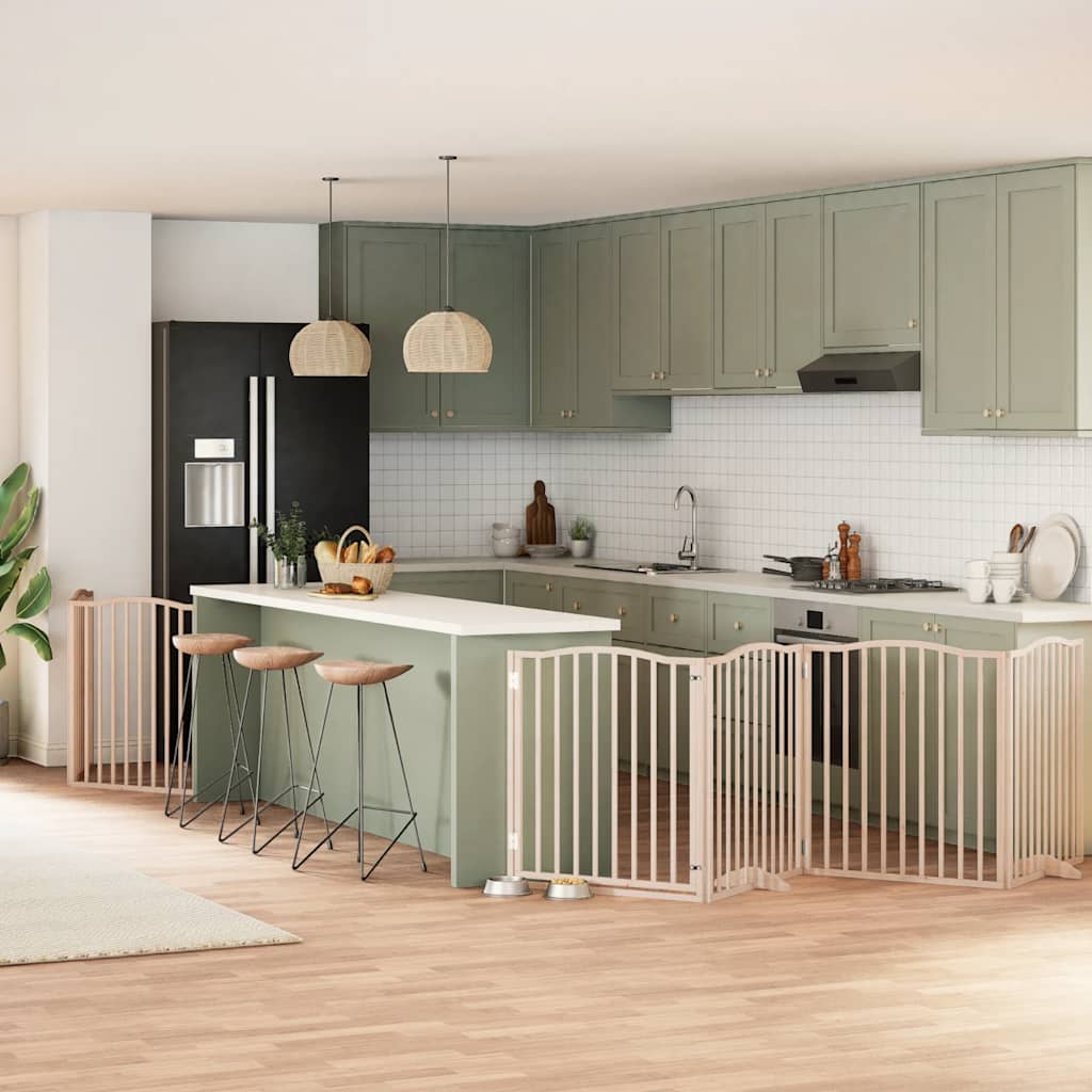 Foldable Dog Gate 6 Panels Poplar Wood 480 cm