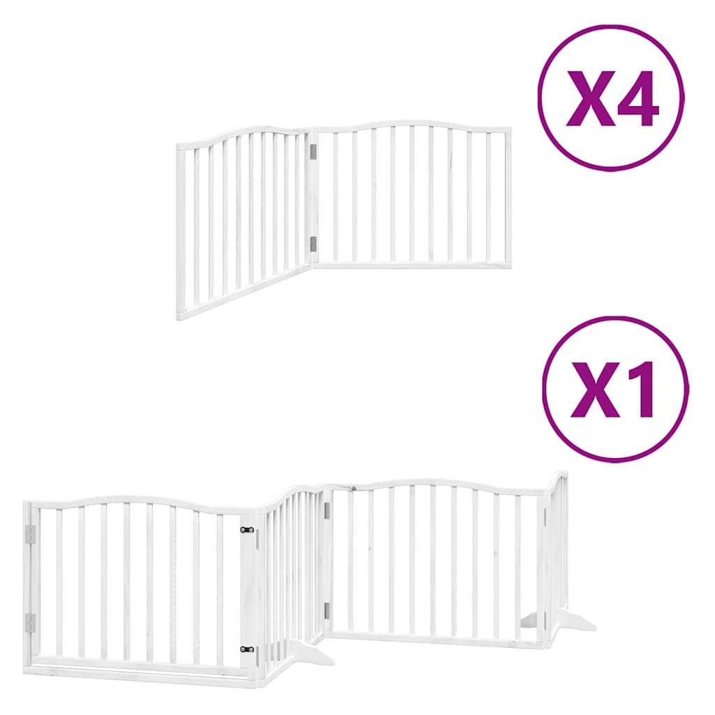 Puerta de perros plegable 12 paneles madera álamo blanca 960 cm