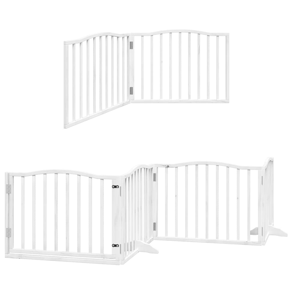 Puerta de perros plegable 12 paneles madera álamo blanca 960 cm