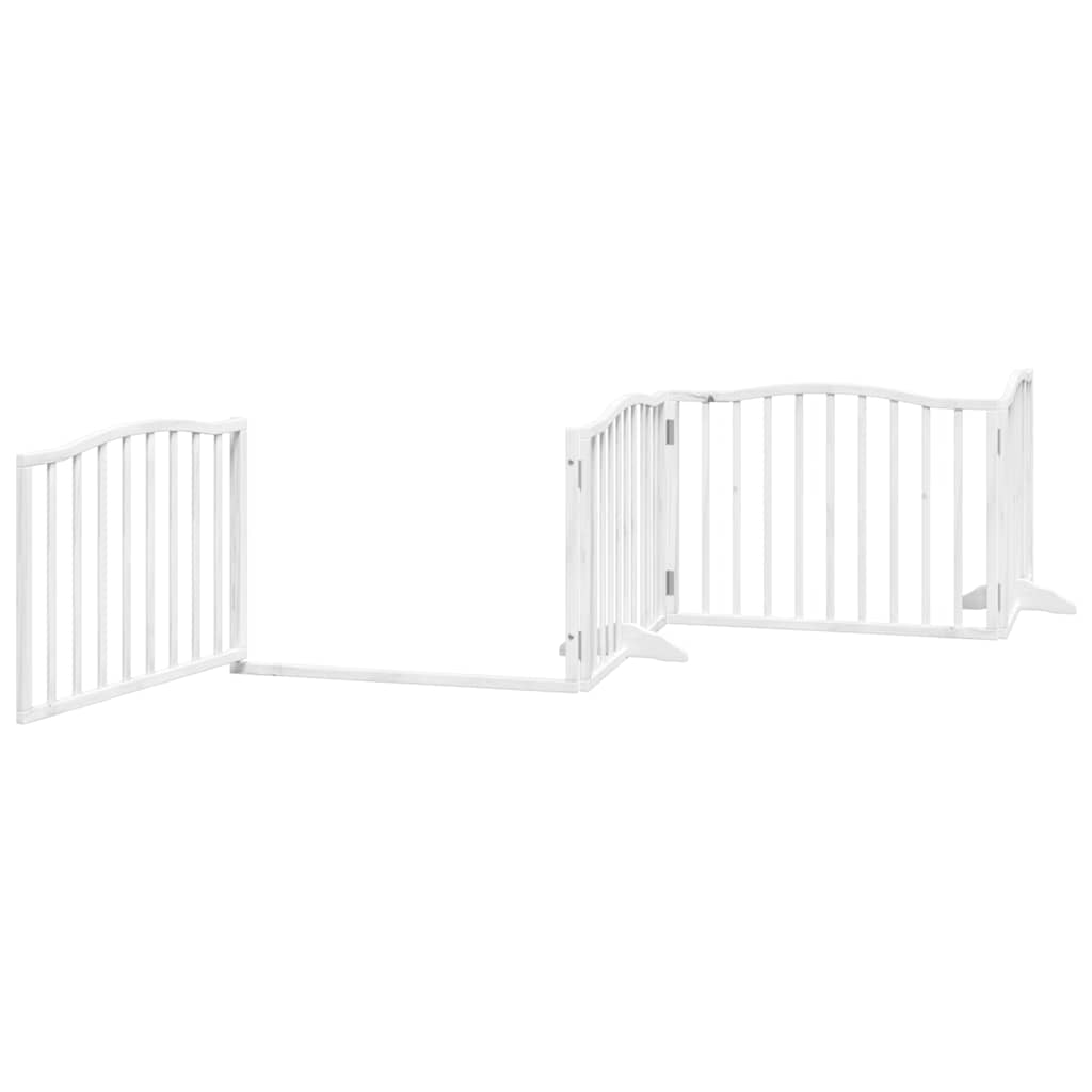 Puerta de perros plegable 12 paneles madera álamo blanca 960 cm