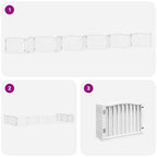 Puerta de perros plegable 12 paneles madera álamo blanca 960 cm