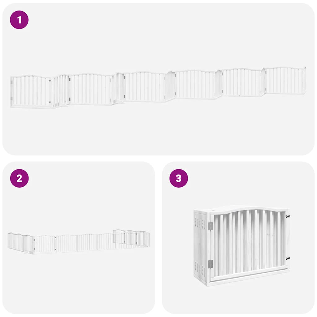 Puerta de perros plegable 12 paneles madera álamo blanca 960 cm