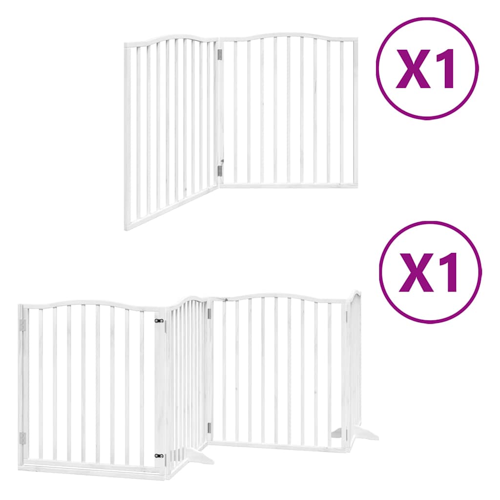 Puerta de perros plegable 6 paneles madera álamo blanca 480 cm